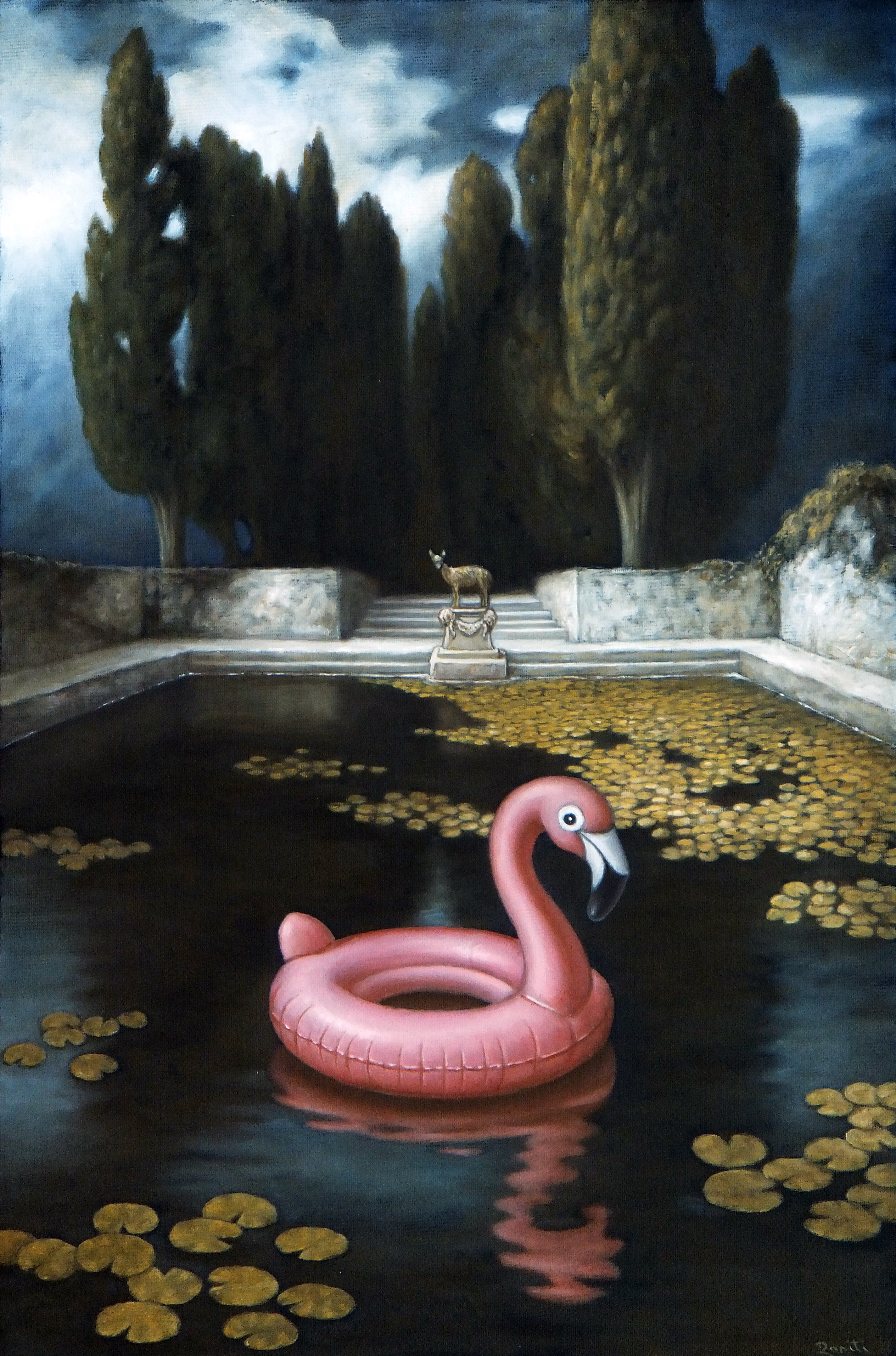 The pink Flamingo in the Pool